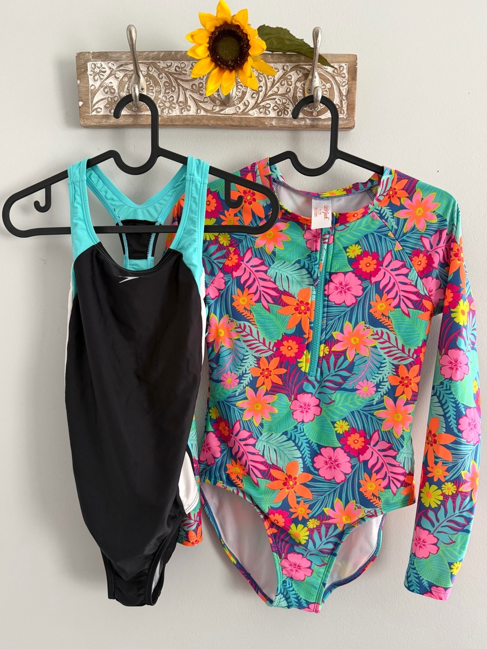 Kids 2pc. Swimsuit Bundle-Size 14-Speedo One-Piece & Cat & Jack Rash Guard Set